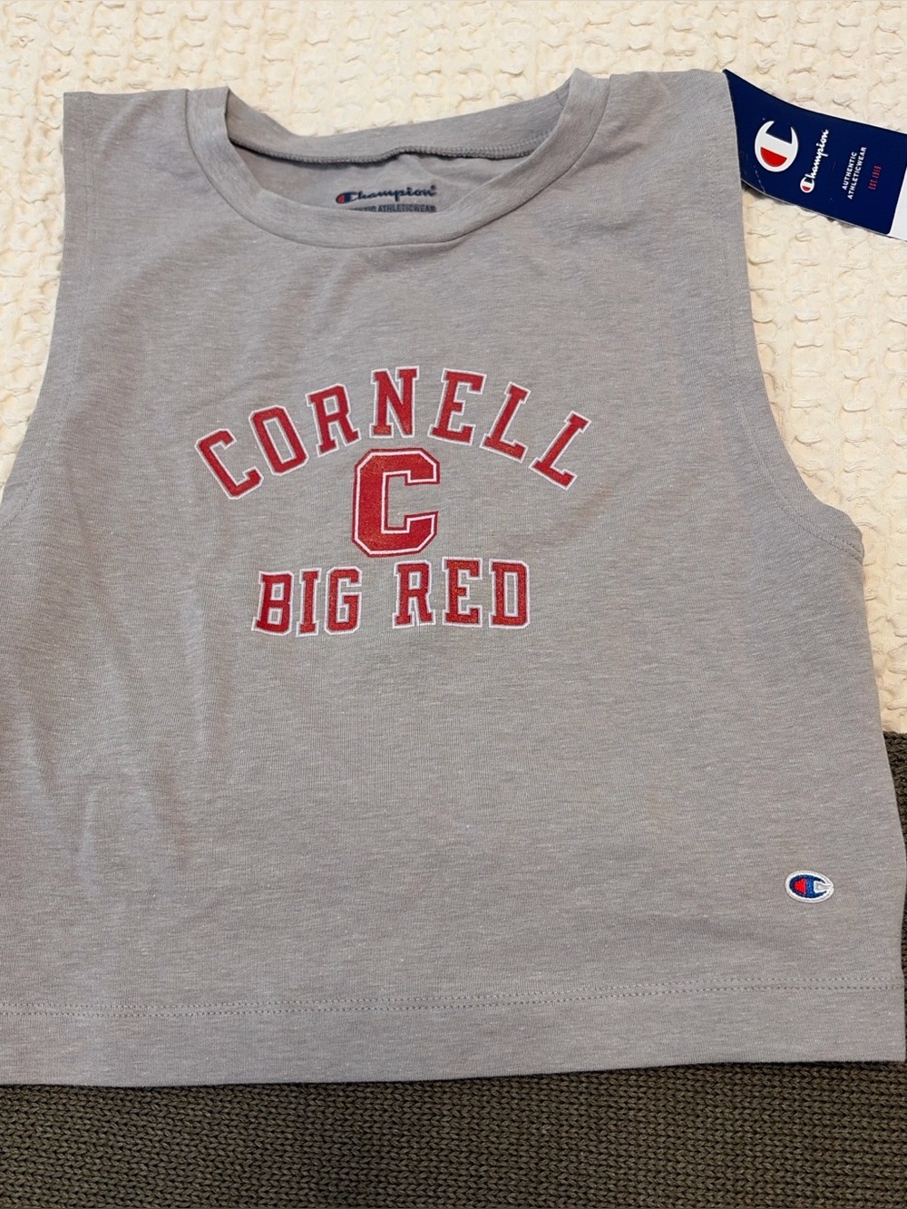 Champion Gray Tank Top with Red Cornell Big Red Logo